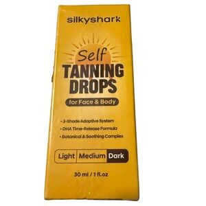 SilkyShark Self Tanning Drops for Face & Body Dark Gradual‎ Bronzing 30ml